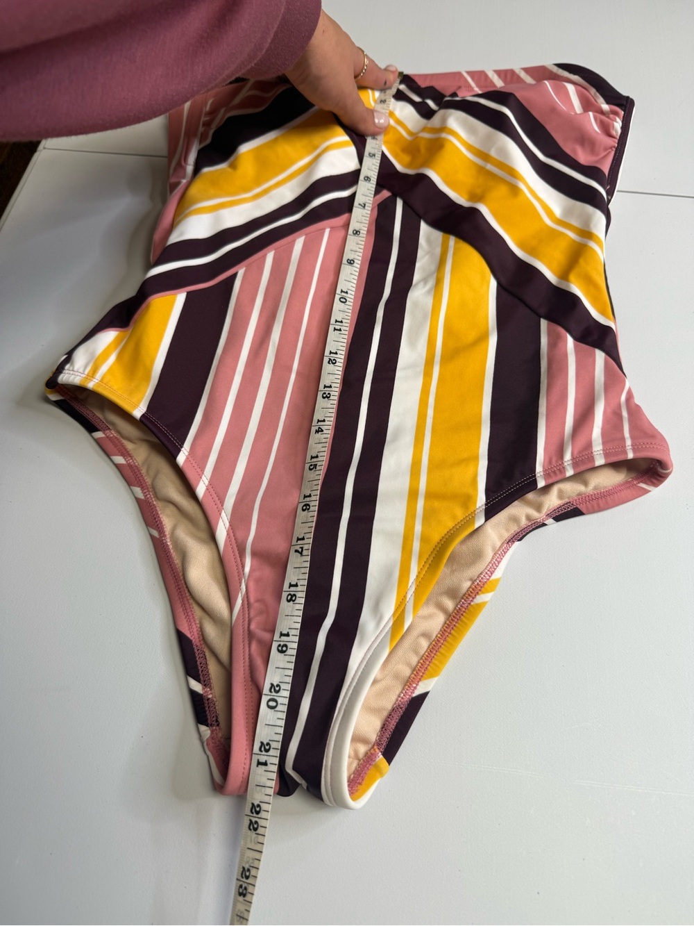 Kona Sol yellow & Pink One-Piece Swimsuit Size M strapless tie back - Picture 2 of 11